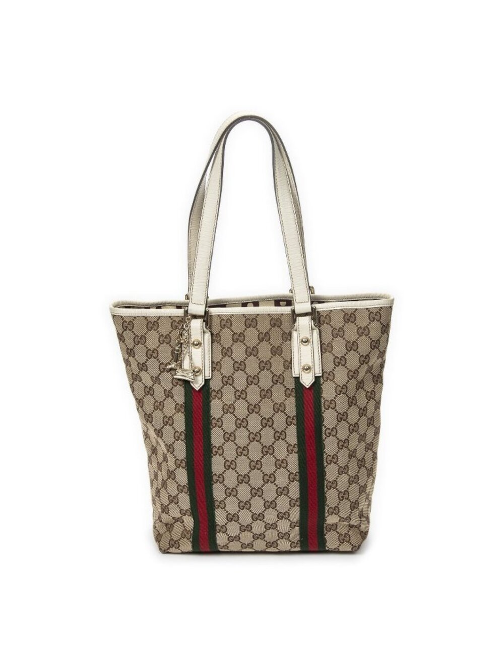 Gucci Web Vertical Jolicoeur Tote Bag Beige Ivory GG Canvas